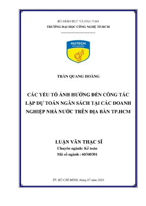 Các yếu tố ảnh hưởng đến lập dự toán ngân sách doanh