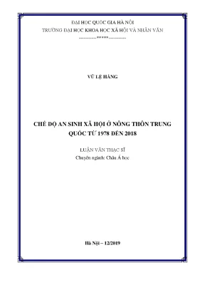 Chế Độ An Sinh Xã Hội Ở Nông Thôn Trung Quốc