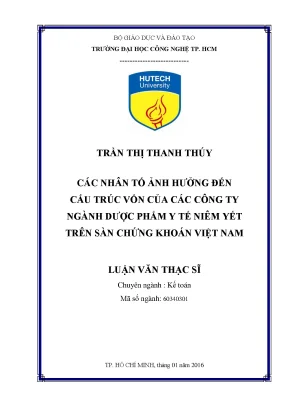 Các nhân tố ảnh hưởng đến cấu trúc vốn của công ty dược