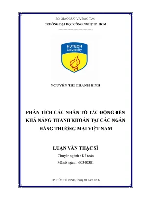 Phân Tích Nhân Tố Tác Động Đến Khả Năng Thanh Khoản Ngân