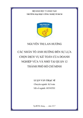 Những Nhân Tố Ảnh Hưởng Đến Lựa Chọn Dịch Vụ Kế Toán Cho