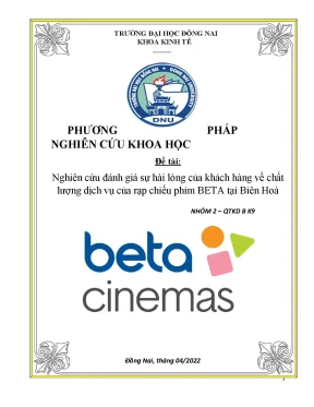 Đánh Giá Sự Hài Lòng Khách Hàng Tại Rạp Chiếu Phim Beta 