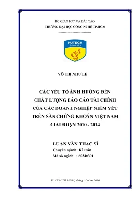 Các yếu tố ảnh hưởng đến chất lượng báo cáo tài chính