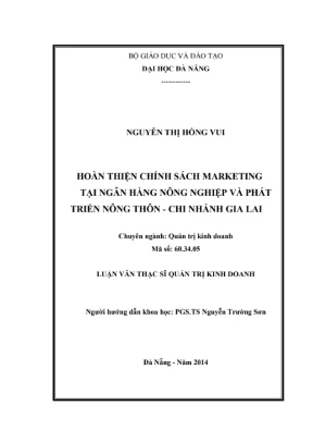 Luận văn: Hoàn thiện chính sách marketing Agribank Gia Lai