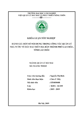Đánh Giá Quản Lý Nhà Nước Về Đất Đai Tại Thành Phố Lai Châu