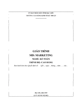 Giáo Trình Marketing Ngành Kế Toán Cao Đẳng Bạc Liêu