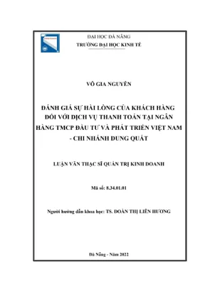 Luận văn: Sự hài lòng khách hàng dịch vụ thanh toán BIDV