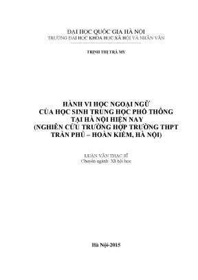 Nghiên cứu hành vi học ngoại ngữ của học sinh THPT tại