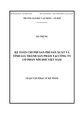 Hoàn thiện kế toán chi phí và giá thành sản phẩm tại