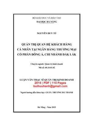 Luận văn Quản trị quan hệ khách hàng NH Đông Á Đắk Lắk