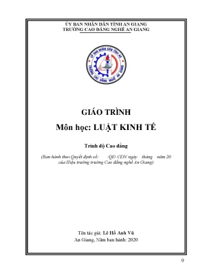 Giáo Trình Luật Kinh Tế Tại Trường Cao Đẳng Nghề An Giang