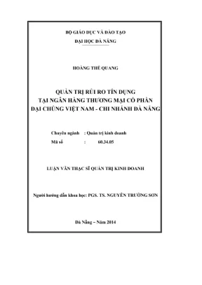 Luận văn Quản trị rủi ro tín dụng tại PVcomBank Đà Nẵng