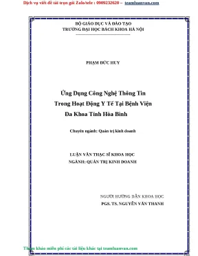 Ứng Dụng Công Nghệ Thông Tin Trong Hoạt Động Y Tế Tại