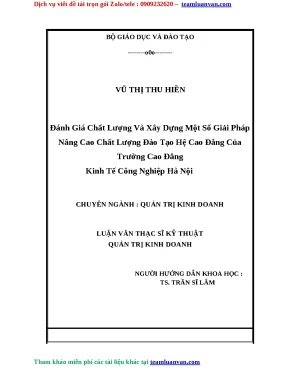 Giải Pháp Nâng Cao Chất Lượng Đào Tạo Cao Đẳng Tại