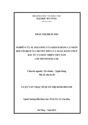 Luận văn hài lòng KH về dịch vụ chuyển tiền BIDV Đăk Lăk