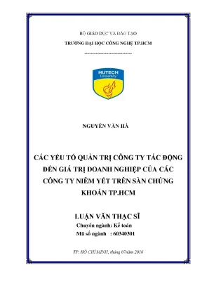 Tác động của quản trị công ty đến giá trị doanh nghiệp