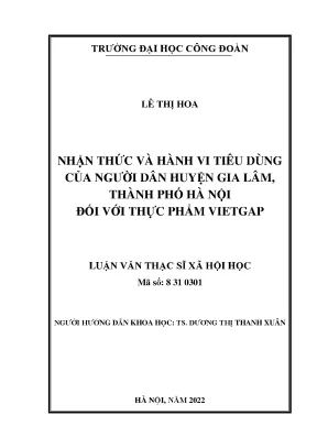 Nhận Thức và Hành Vi Tiêu Dùng Thực Phẩm VietGAP Tại