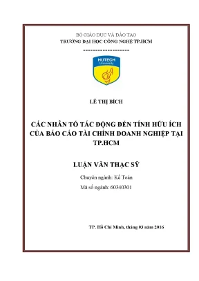 Các yếu tố ảnh hưởng đến tính hữu ích của báo cáo tài