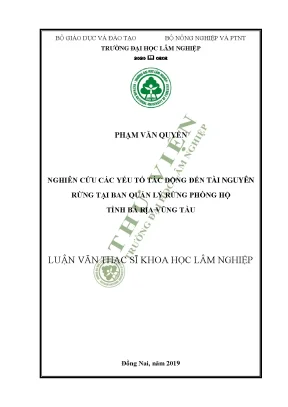 Nghiên Cứu Tác Động Đến Tài Nguyên Rừng Tại Bà Rịa -