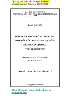 Phát triển kinh tế hộ và bảo vệ môi trường nông thôn