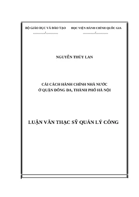Cải Cách Hành Chính Nhà Nước Tại Quận Đống Đa, Hà Nội