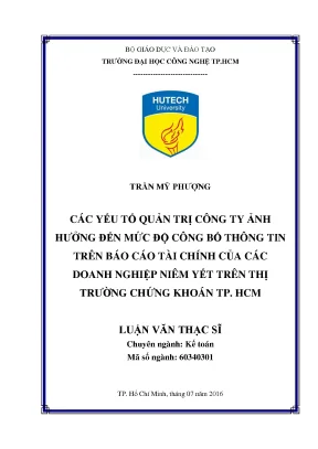 Ảnh hưởng của quản trị công ty đến công bố thông tin tài