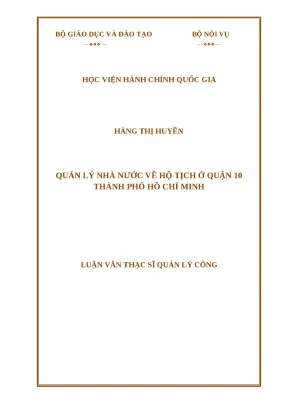Quản lý nhà nước về hộ tịch tại quận 10, TP. Hồ Chí Minh