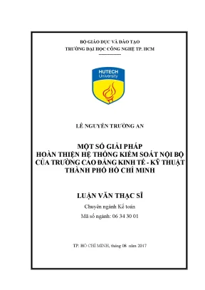 Giải pháp hoàn thiện hệ thống kiểm soát nội bộ tại