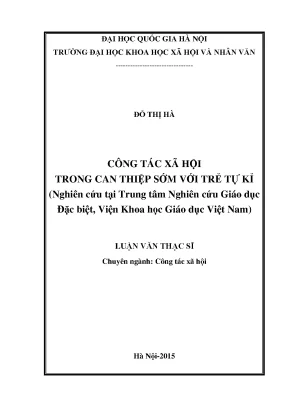 Can thiệp sớm cho trẻ tự kỷ: Nghiên cứu tại Trung tâm