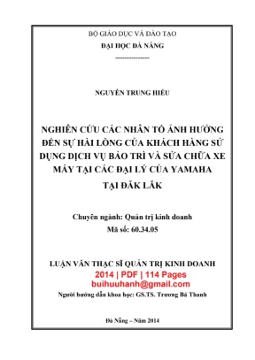 Luận văn: Sự hài lòng KH với dịch vụ sửa chữa Yamaha