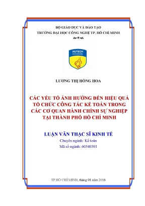 Các yếu tố ảnh hưởng đến hiệu quả công tác kế toán tại 