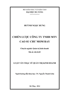 Luận văn chiến lược công ty cao su Chư Mom Ray (QTKD)