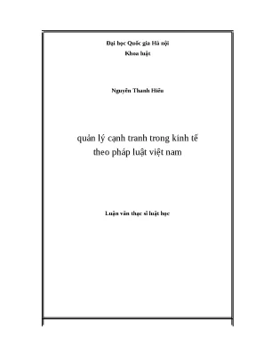 Quản lý Cạnh Tranh trong Kinh Tế Việt Nam: Luận Văn Thạc Sỹ