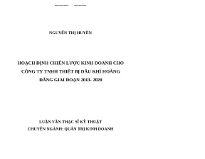 Chiến Lược Kinh Doanh Cho Công Ty TNHH Thiết Bị Dầu Khí