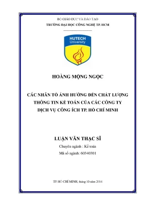 Nhân Tố Ảnh Hưởng Đến Chất Lượng Thông Tin Kế Toán Tại