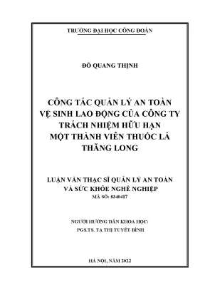 Quản lý an toàn vệ sinh lao động tại Công ty Thuốc lá 