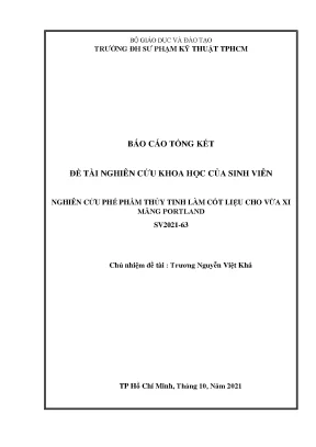 Nghiên cứu ứng dụng phế phẩm thủy tinh trong vữa xi măng