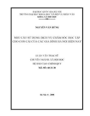 Nhu cầu dịch vụ chăm sóc học tập cho trẻ em tại Hà Nội