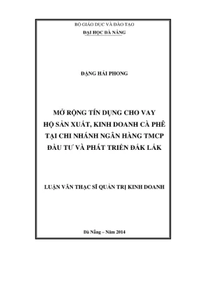 Luận văn tín dụng cho vay hộ kinh doanh cà phê Đắk Lắk