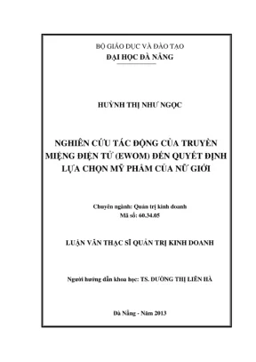 Tác động của eWOM đến quyết định mua mỹ phẩm của nữ giới