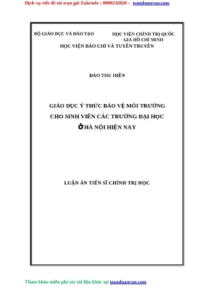 Giáo Dục Ý Thức Bảo Vệ Môi Trường Cho Sinh Viên Đại Học