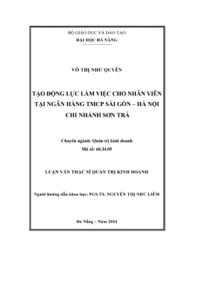 Luận văn tạo động lực làm việc cho nhân viên tại SHB Sơn Trà