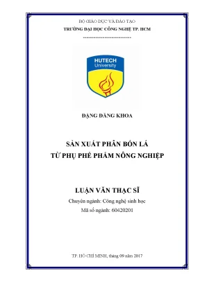 Sản Xuất Phân Bón Lá Từ Phụ Phế Phẩm Nông Nghiệp