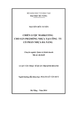 Luận văn chiến lược marketing cho sản phẩm ống nhựa
