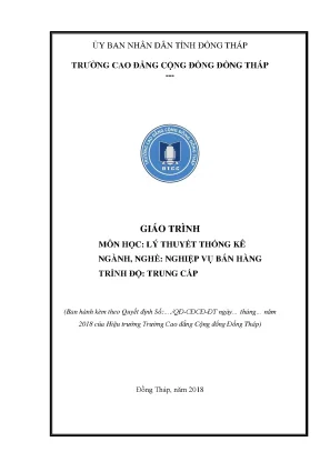 Giáo Trình Lý Thuyết Thống Kê Ngành Bán Hàng Trung Cấp