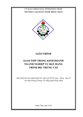 Giáo Trình Kỹ Năng Giao Tiếp Trong Kinh Doanh Ngành Bán 