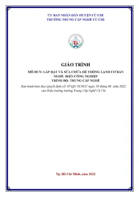 Giáo Trình Lắp Đặt và Sửa Chữa Hệ Thống Lạnh Cơ Bản Nghề