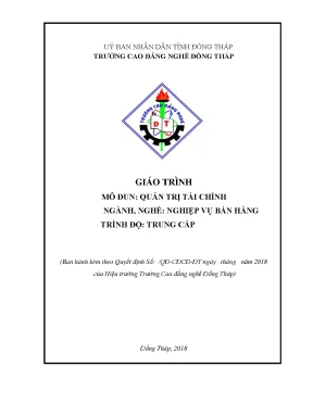Giáo Trình Quản Trị Tài Chính Ngành Bán Hàng Trung Cấp