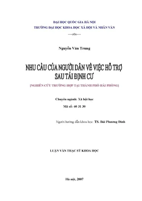 Nhu cầu hỗ trợ của người dân sau tái định cư tại Hải Phòng