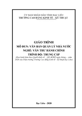 Giáo Trình Văn Bản Quản Lý Nhà Nước Ngành Văn Thư Hành Chính